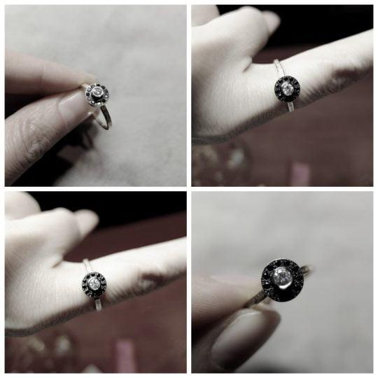 oryginalny pierścionek na palcu