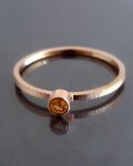 pierścionek minimalistyczny różowe złoto z cytrynem