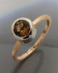 BIZOE pierścionek z różowego złota z brązowym turmalinem